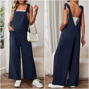 Maternity Solid Wide leg Jumper Jumpsuit